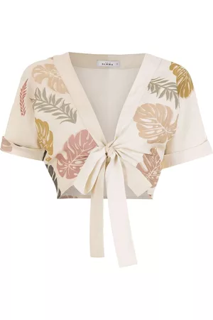 AMIR SLAMA Top con palmeras estampadas