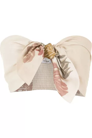 AMIR SLAMA Top corto con palmeras estampadas