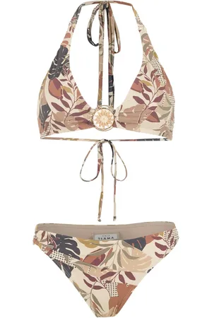 AMIR SLAMA Bikini con palmeras estampadas