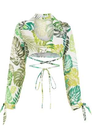 AMIR SLAMA Camisa corta con palmeras estampadas