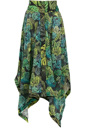 AMIR SLAMA Falda asimétrica con estampado tropical