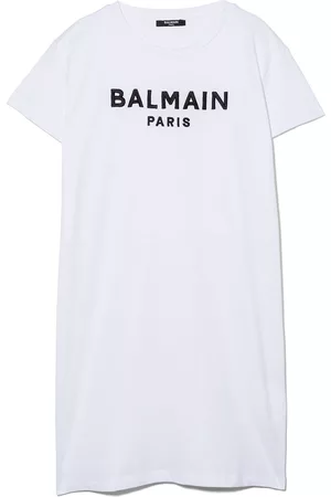 Balmain Vestido estilo camiseta con logo