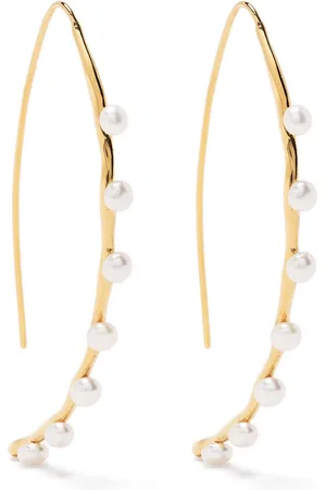Dower and Hall Pendientes Waterfall con colgante de perlas