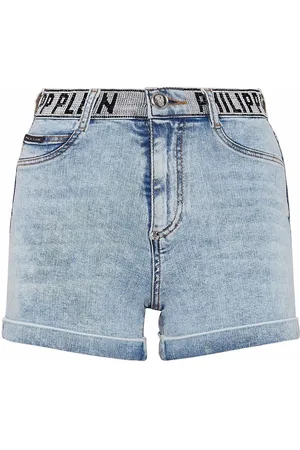 Philipp Plein Pantalones vaqueros cortos con logo en la cinturilla