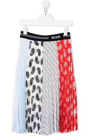 Msgm Falda midi plisada con diseño patchwork