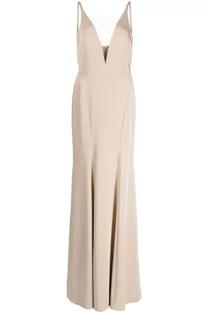Marchesa Notte Vestido de fiesta Crema con escote pronunciado