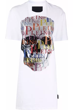 Philipp Plein Vestido tipo camiseta Skull en strass