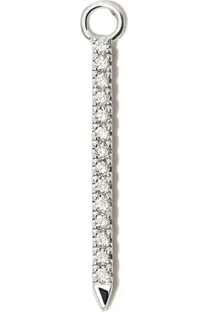 Maria Tash Charm Eternity Bar en oro blanco de 18kt con zafiro y diamante