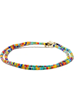 LUIS MORAIS Collar de cuentas en oro amarillo de 14kt con ojo turco