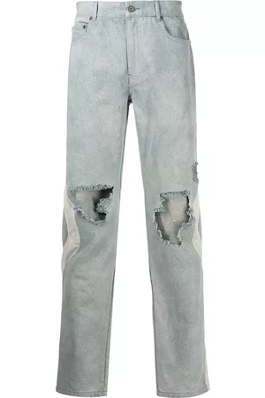 MOSTLY HEARD RARELY SEEN Vaqueros rectos con diseño rasgado