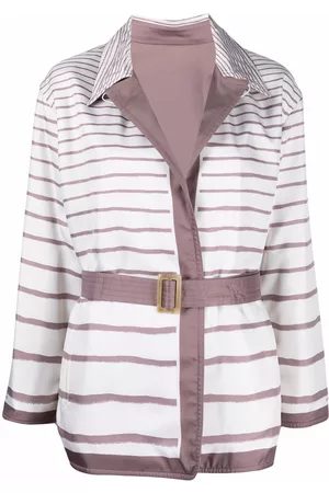 Hermès Chaqueta reversible con cinturón y rayas 2000 pre-owned