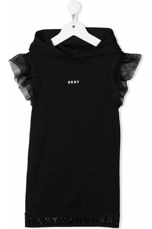 DKNY Vestido con ribete de volantes y capucha