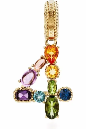 Dolce & Gabbana Colgante Number 4 en oro amarillo de 18kt con gemas