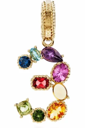 Dolce & Gabbana Colgante Number 3 en oro amarillo de 18kt con gemas