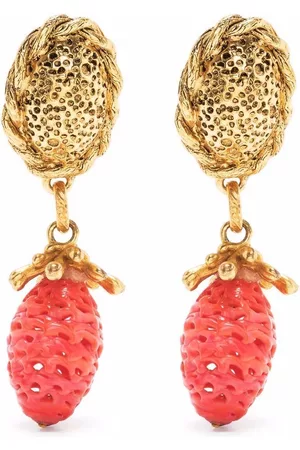 Saint Laurent Pendientes de clip con motivo de fresa 1990