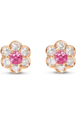 David Morris Pendientes Berry Flower en oro de 18kt con diamante