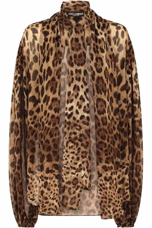 Dolce & Gabbana Camisa de gasa con estampado de leopardo