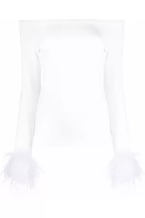 Atu Body Couture Top con hombros descubiertos y plumas
