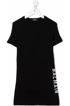 Balmain Vestido estilo camiseta con cinta del logo