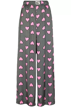 Natasha Zinko Pantalones anchos con corazones estampados