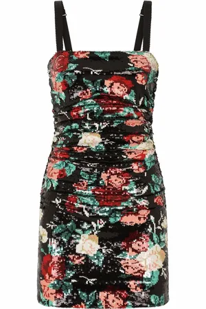Dolce & Gabbana Vestido corto de lentejuelas con motivo floral