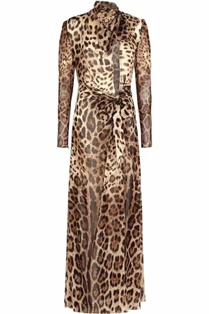 Dolce & Gabbana Vestido largo con estampado de leopardo