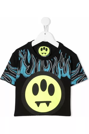 BARROW Camiseta con estampado de llamas y logo