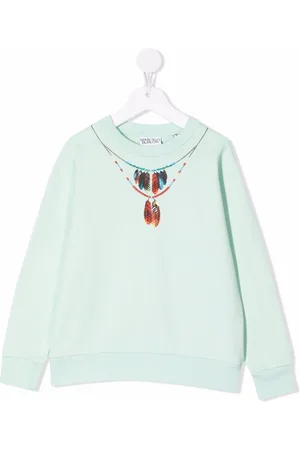 MARCELO BURLON Sudadera con cuello de plumas estampadas