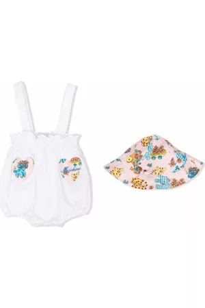 Moschino Gorro y pelele con estampado gráfico