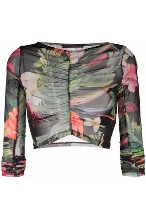 Philipp Plein Top Flowers con manga larga
