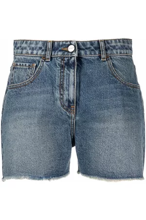 Palm Angels Pantalones vaqueros cortos con bordado de palmeras