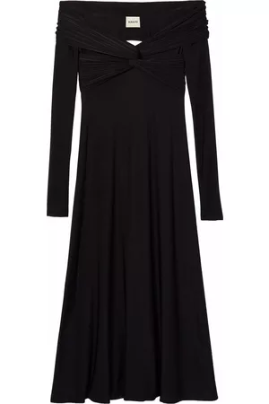 Khaite Vestido Cerna midi con hombros descubiertos