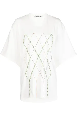 Andersson Bell Camiseta Argyle String oversize con bordado