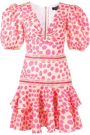 PATBO Vestido corto con lunares y ribetes de encaje