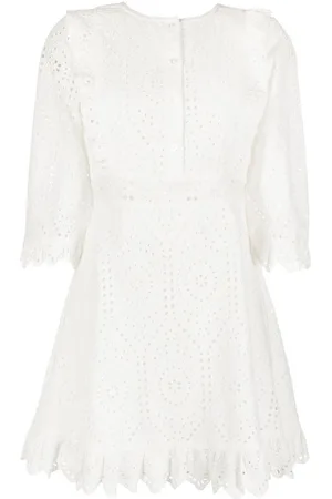Twin-Set Vestido camisero con bordado inglés