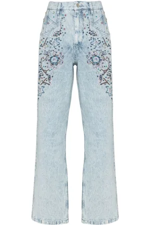 Isabel Marant Vaqueros rectos con bordado floral