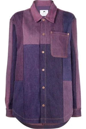 Marine Serre Camisa con diseño patchwork y logo