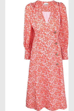 Ganni Vestido midi con motivo floral