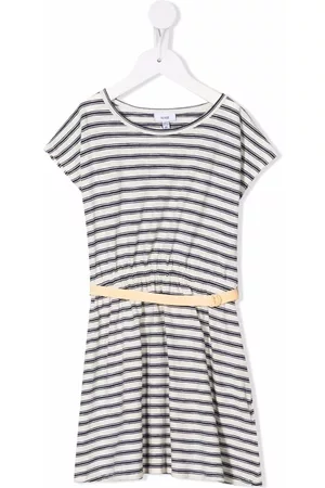 KNOT Vestido estilo camiseta a rayas con cinturón