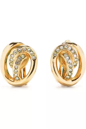 Dior Pendientes de clip con detalles de strass 1980 pre-owned