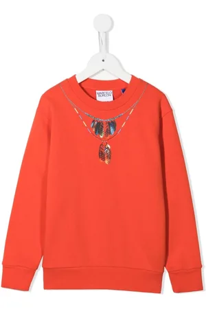 MARCELO BURLON Sudadera con collar estampado y plumas