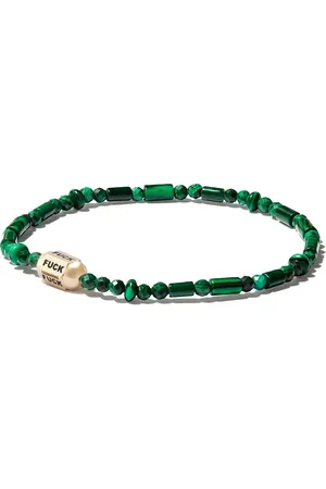 LUIS MORAIS Pulsera Bolt Bead en oro amarillo de 14kt con malaquita