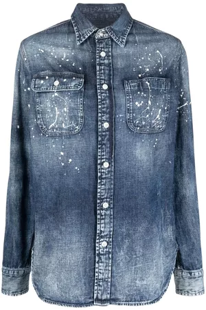 Ralph Lauren Camisa vaquera con logo y salpicadura de pintura