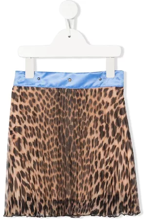Roberto Cavalli Falda plisada con estampado de leopardo