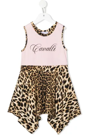 Roberto Cavalli Vestido asimétrico con estampado de leopardo