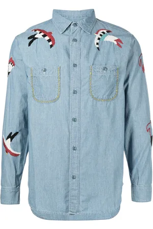 KAPITAL Camisa worker con golondrina bordada