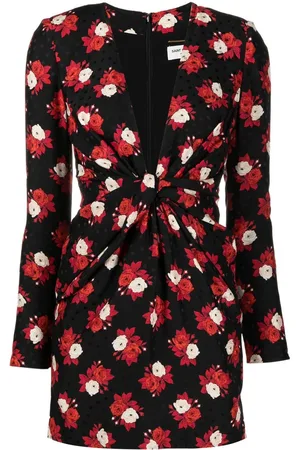 Saint Laurent Vestido corto con escote pronunciado en V