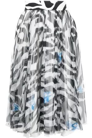 OFF-WHITE Falda midi con motivo de cebra