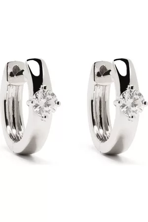 Anita Pendientes huggies en oro blanco de 18 ct con diamantes