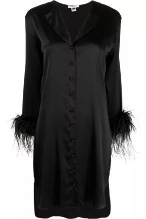 Gilda & Pearl Vestido camisero Camille con ribete de plumas